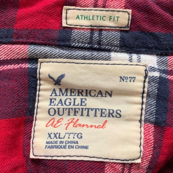 American Eagle Men XXL Athletic Fit Heavy Flannel Shirt  Button Up Warm Cozy - Picture 12 of 14